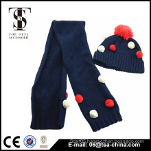wholesale colorful pom high quality cute beanie christmas hat and scarf